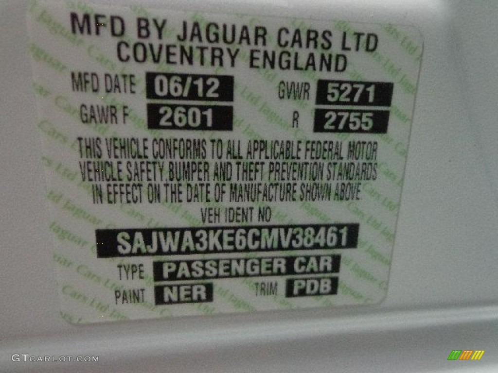 2012 Jaguar XJ XJL Supercharged Color Code Photos