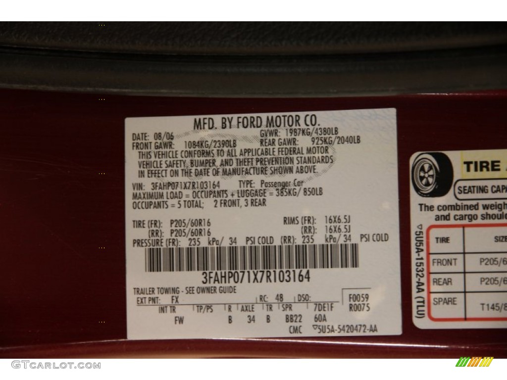 2007 Fusion Color Code FX for Merlot Metallic Photo #91243723