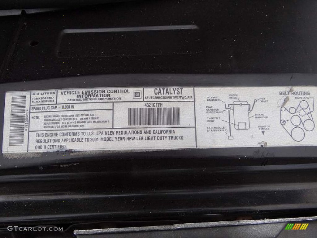2001 Chevrolet S10 LS Extended Cab Info Tag Photo #91245226