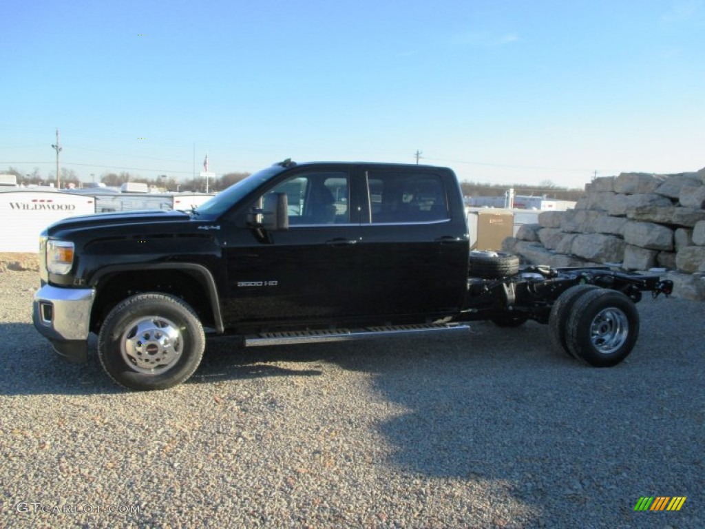 Onyx Black 2015 GMC Sierra 3500HD SLE Crew Cab 4x4 Dual Rear Wheel Chassis Exterior Photo #91247695
