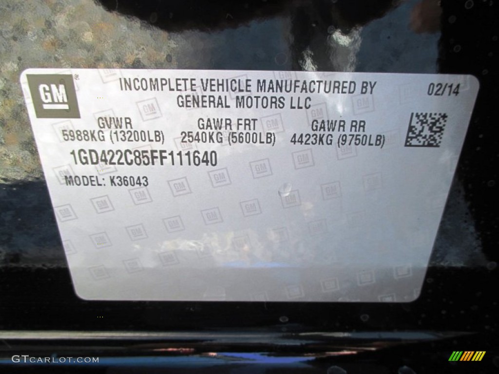 2015 GMC Sierra 3500HD SLE Crew Cab 4x4 Dual Rear Wheel Chassis Info Tag Photo #91247728