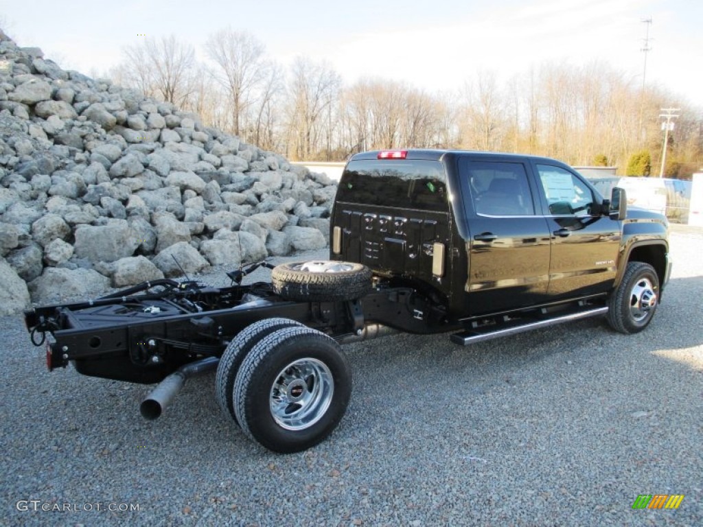 Onyx Black 2015 GMC Sierra 3500HD SLE Crew Cab 4x4 Dual Rear Wheel Chassis Exterior Photo #91248046