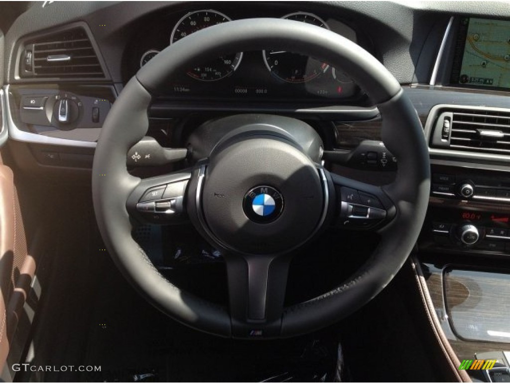 2014 BMW 5 Series 535i Sedan Mocha/Black Steering Wheel Photo #91248784