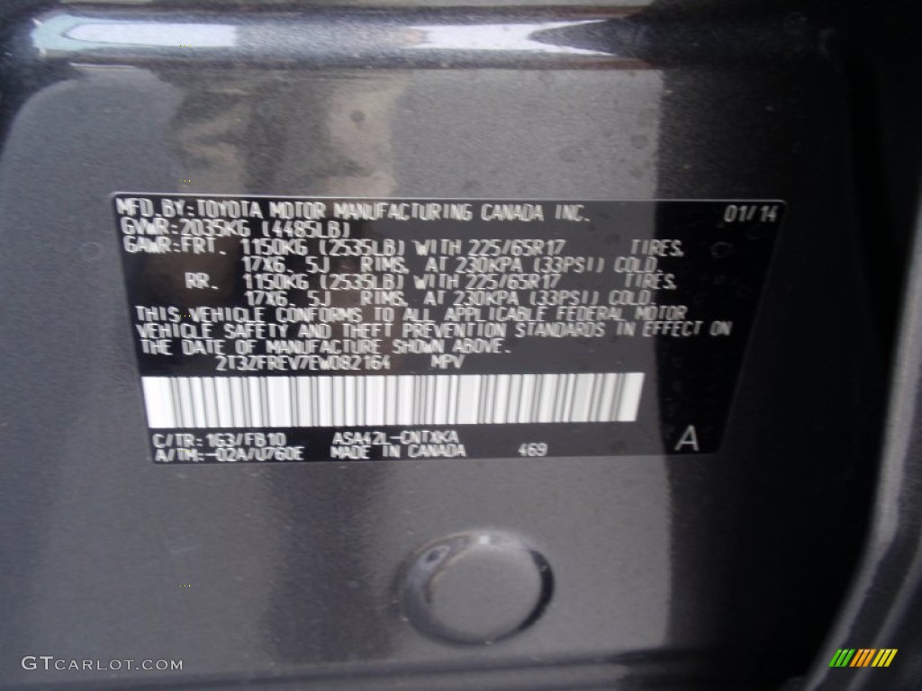 2014 RAV4 Color Code 1G3 for Magnetic Gray Metallic Photo #91252888