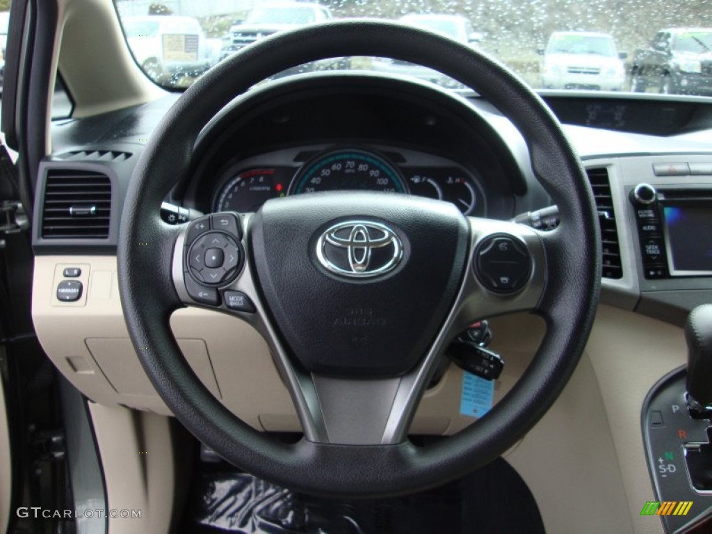 2013 Toyota Venza LE Ivory Steering Wheel Photo #91255870