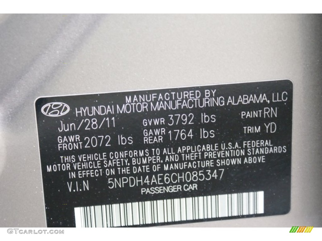 2012 Elantra GLS - Harbor Gray Metallic / Gray photo #39