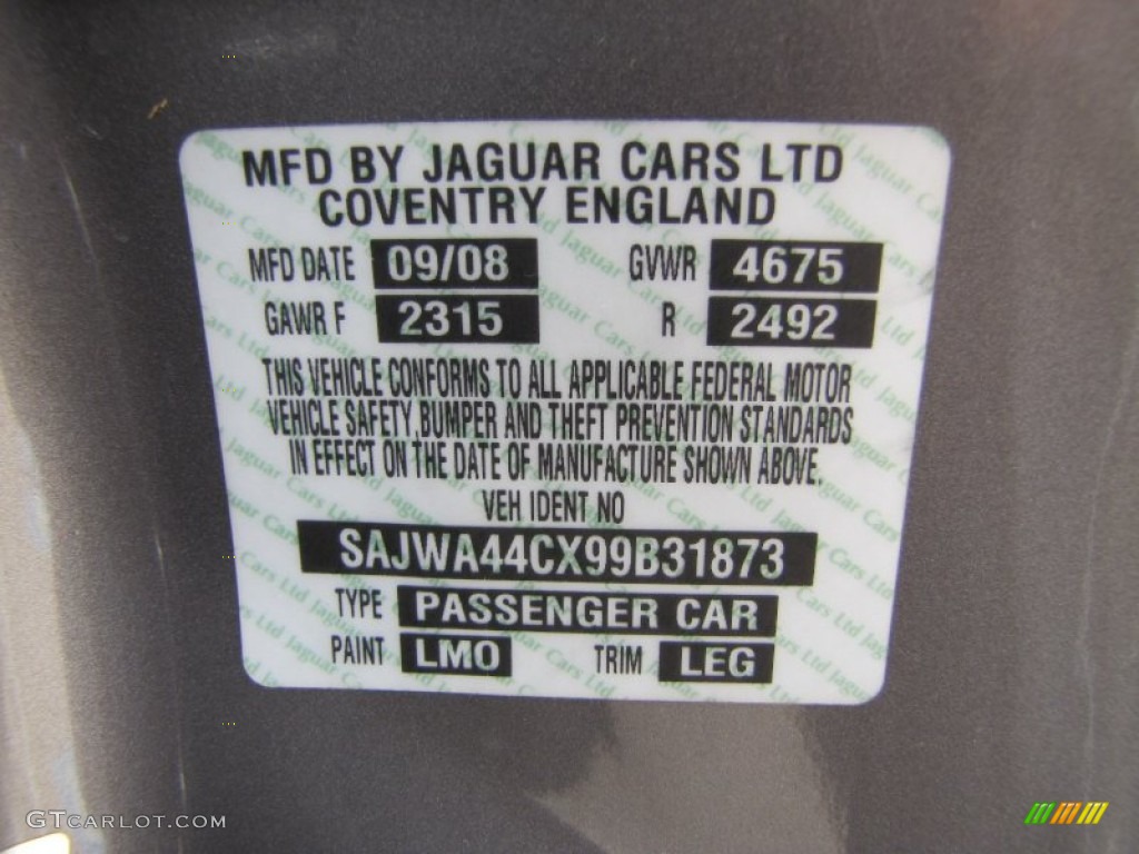 2009 Jaguar XK XKR Convertible Color Code Photos