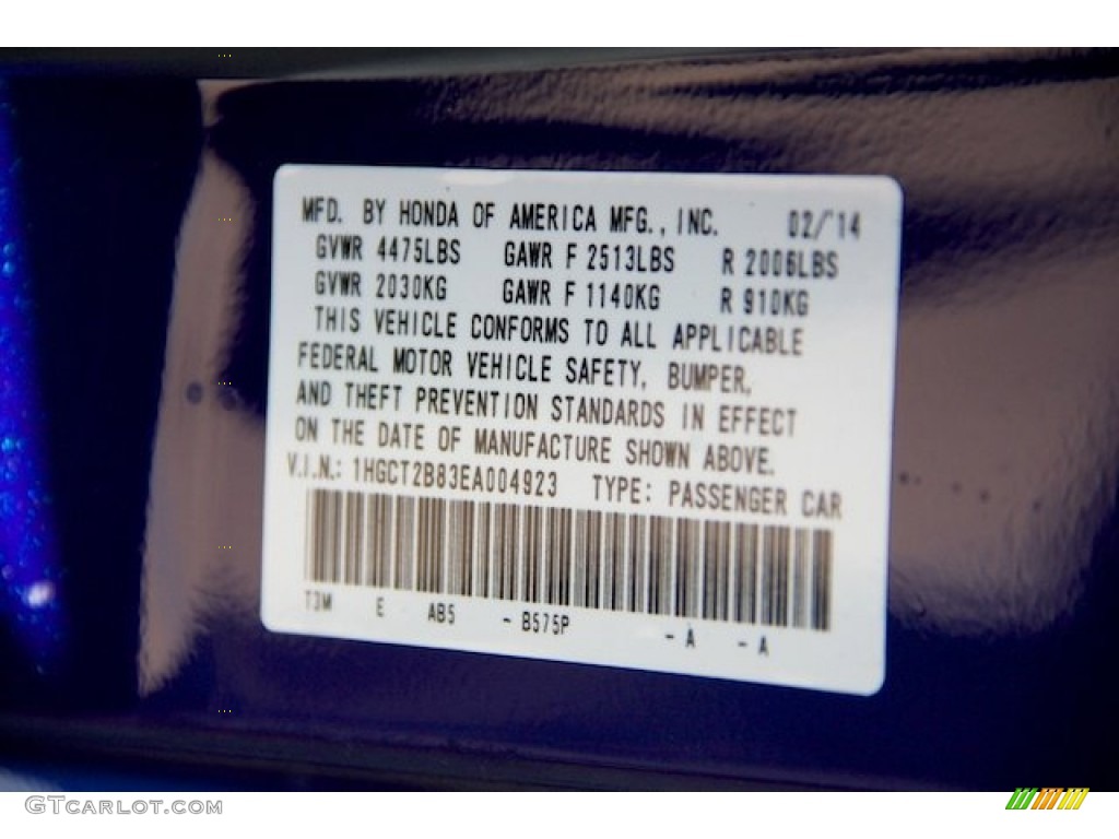 2014 Accord Color Code B575P for Still Night Pearl Photo #91283809