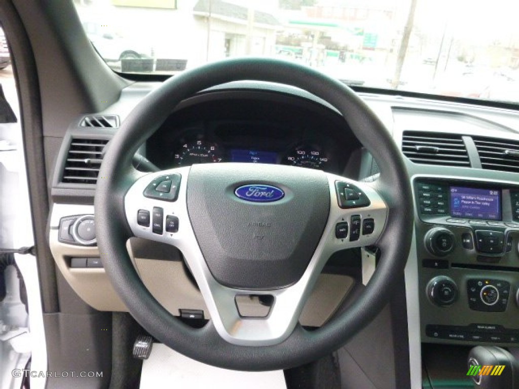 2014 Ford Explorer 4WD Medium Light Stone Steering Wheel Photo #91292897
