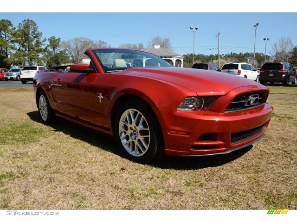 2013 Mustang V6 Premium Convertible - Red Candy Metallic / Stone photo #3