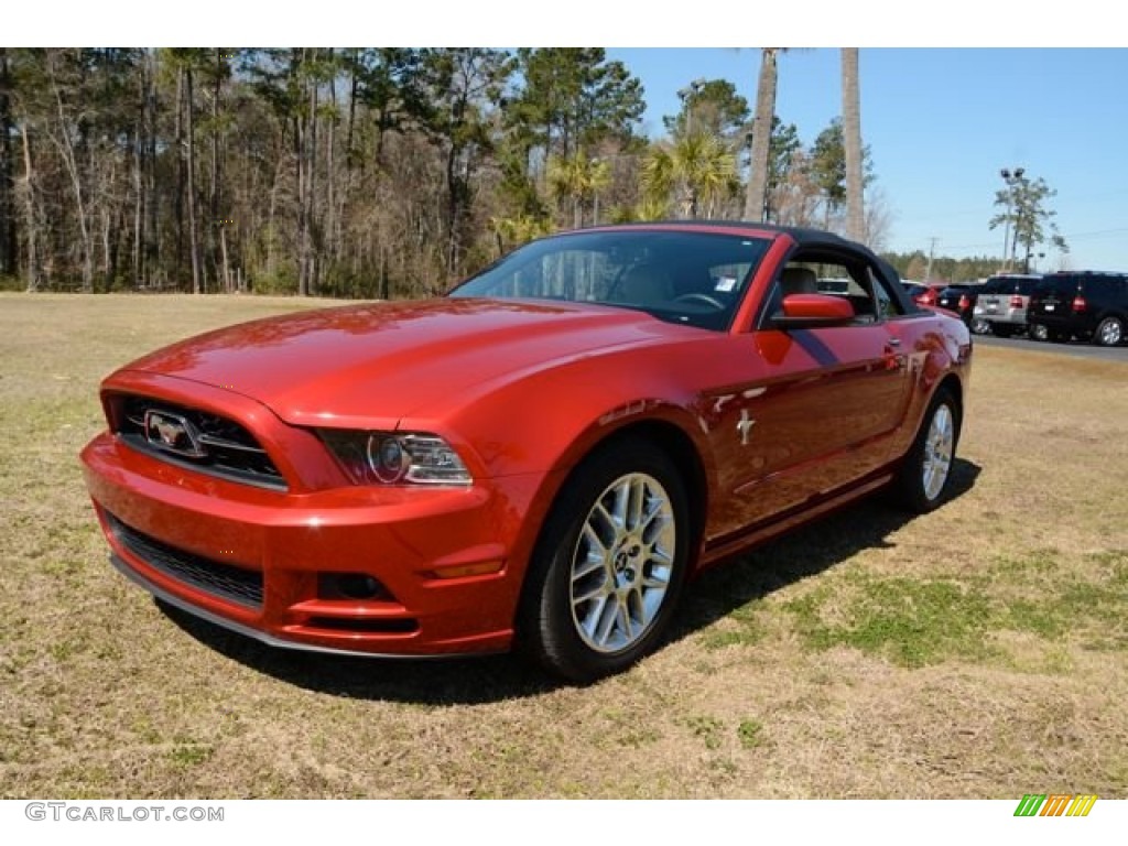 2013 Mustang V6 Premium Convertible - Red Candy Metallic / Stone photo #23