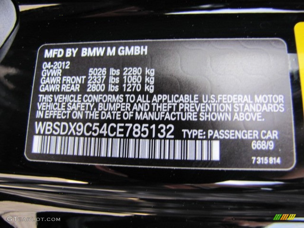 2012 BMW M3 Convertible Color Code Photos