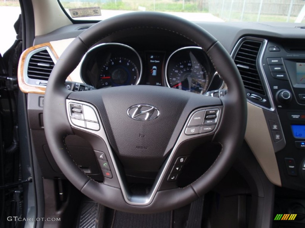 2014 Hyundai Santa Fe Limited Beige Steering Wheel Photo #91311348