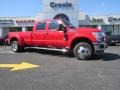 Vermillion Red 2011 Ford F350 Super Duty Lariat Crew Cab 4x4 Dually