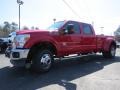 2011 Vermillion Red Ford F350 Super Duty Lariat Crew Cab 4x4 Dually  photo #3