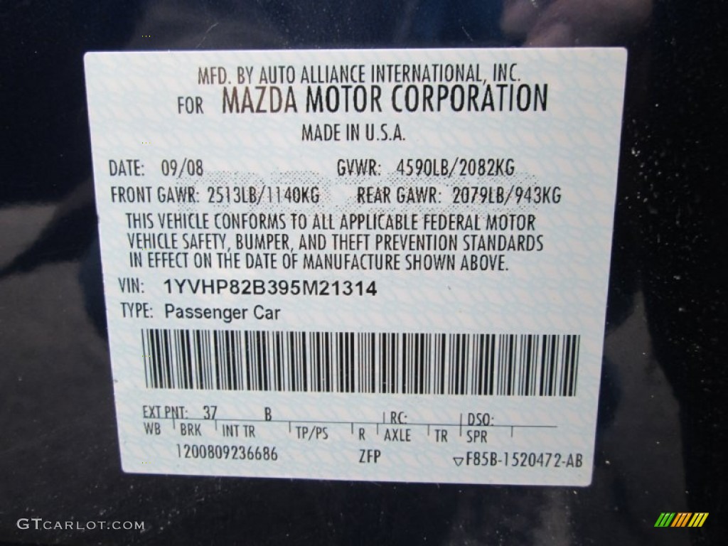 2009 Mazda MAZDA6 s Touring Color Code Photos