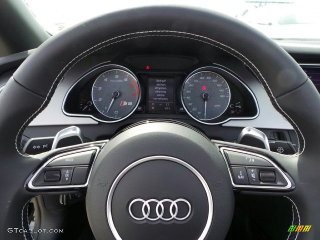 2014 Audi S5 3.0T Premium Plus quattro Cabriolet Black Steering Wheel Photo #91339574