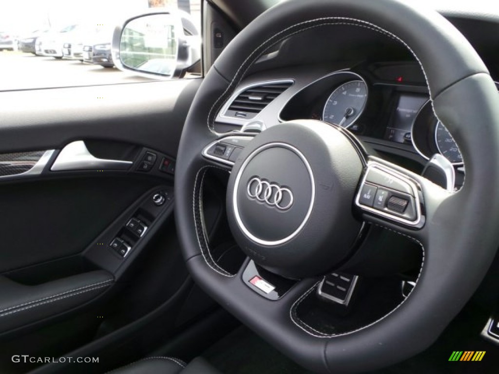 2014 Audi S5 3.0T Premium Plus quattro Cabriolet Black Steering Wheel Photo #91339614