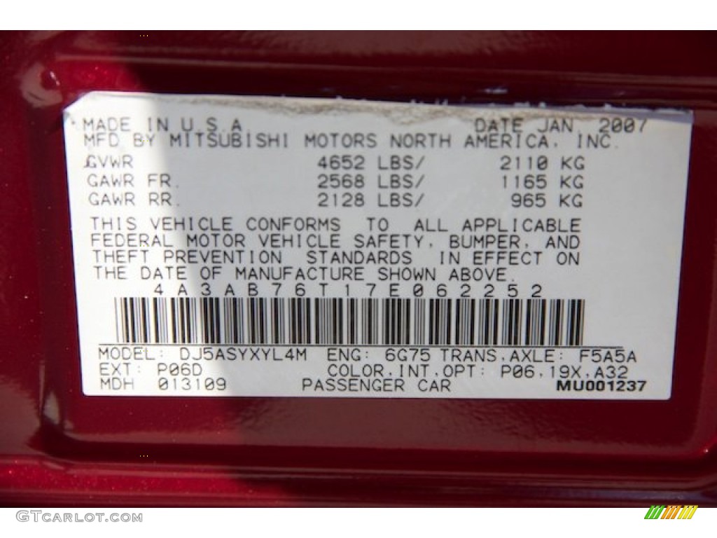 2007 Galant RALLIART - Ultra Red Pearl / Black photo #34