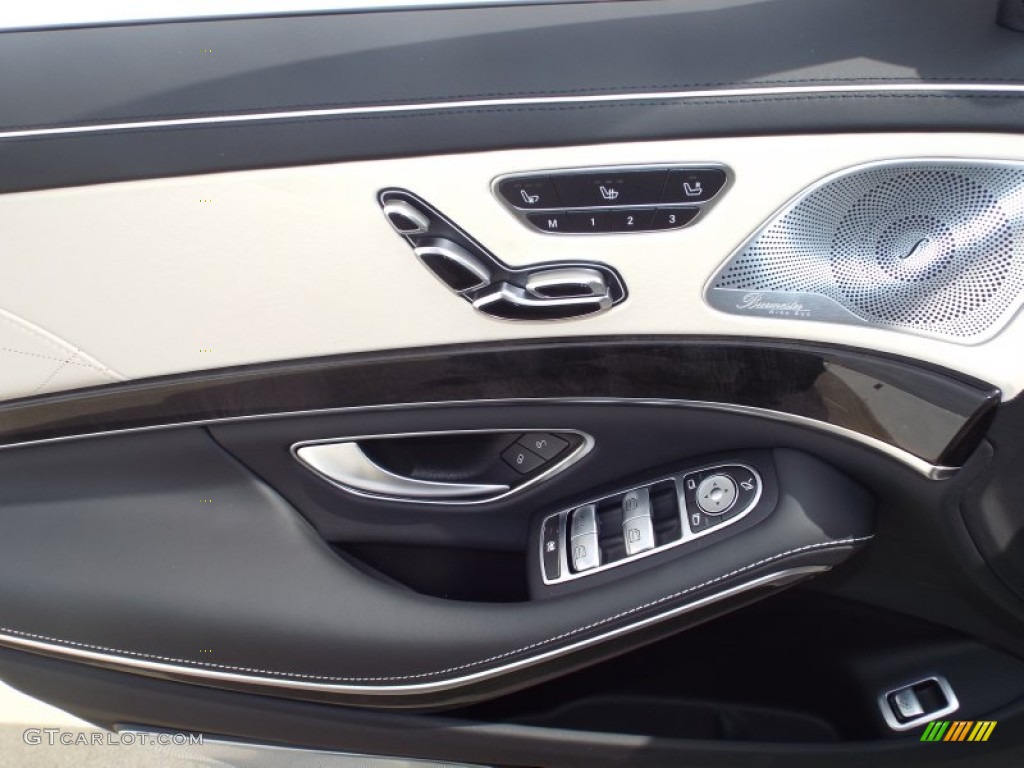 2014 Mercedes-Benz S 63 AMG 4MATIC Sedan Porcelain/Black Exclusive Door Panel Photo #91341635