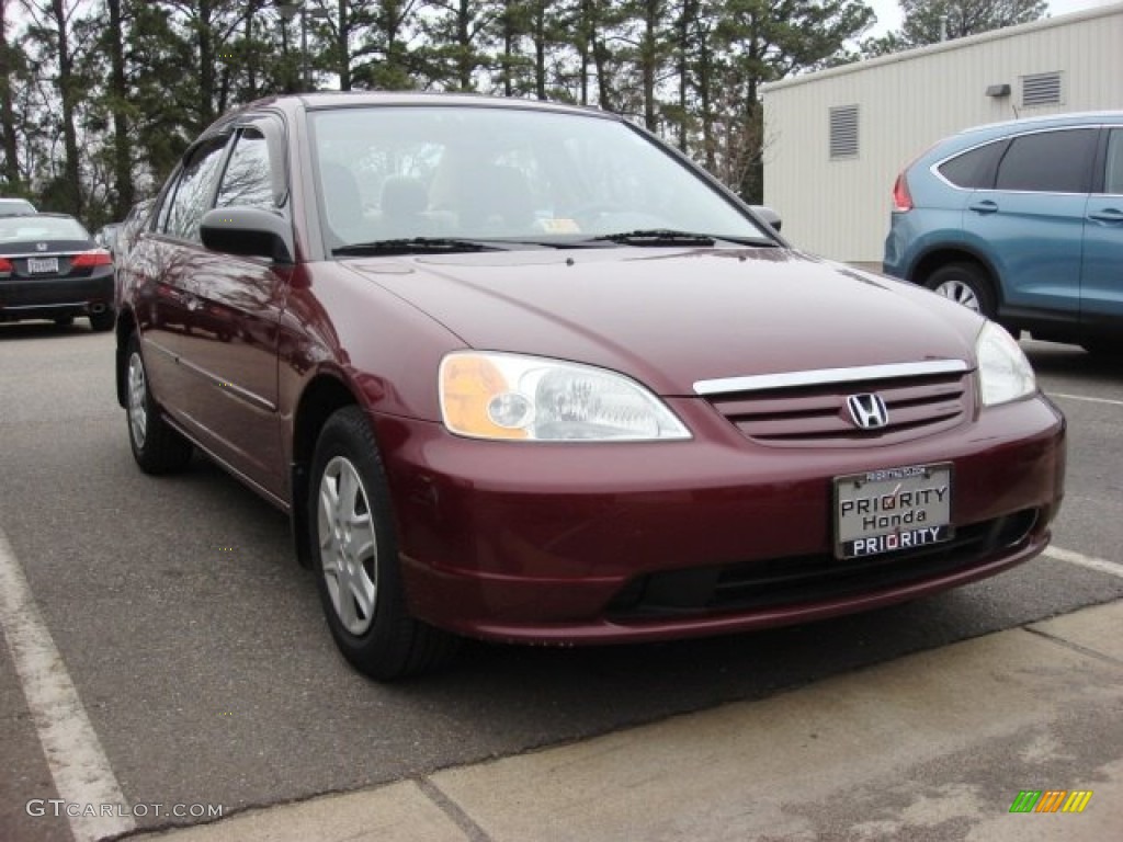 2003 Civic LX Sedan - Radiant Ruby Pearl / Beige photo #1