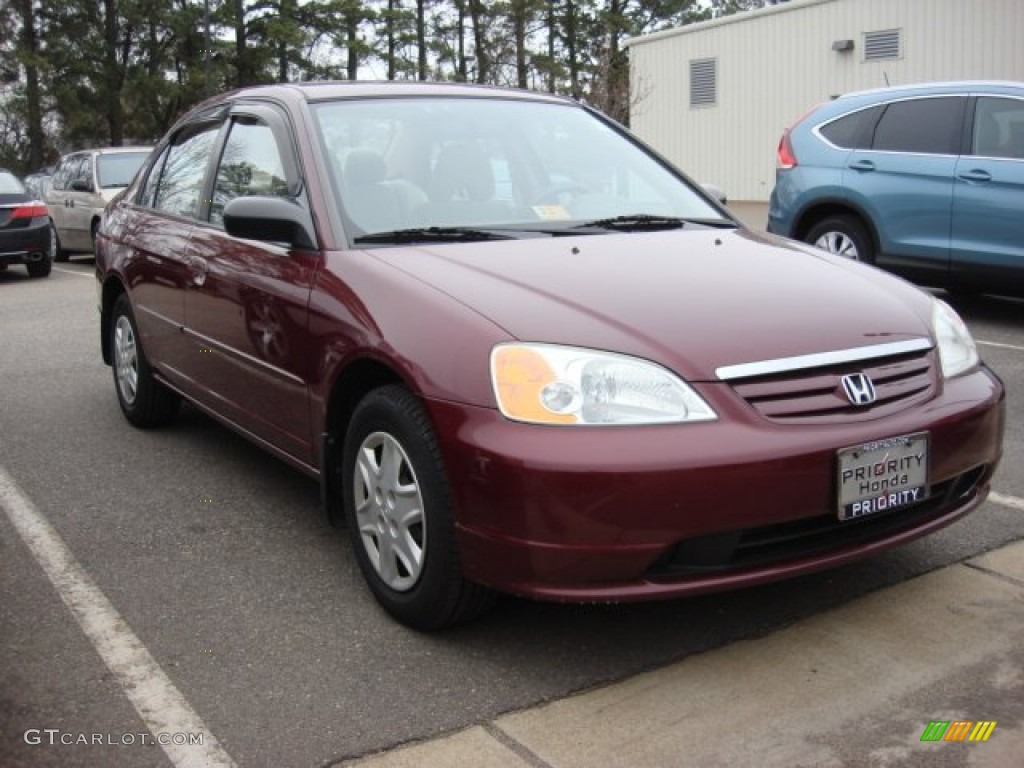 2003 Civic LX Sedan - Radiant Ruby Pearl / Beige photo #2