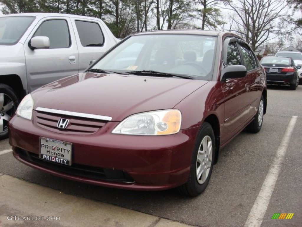 2003 Civic LX Sedan - Radiant Ruby Pearl / Beige photo #6