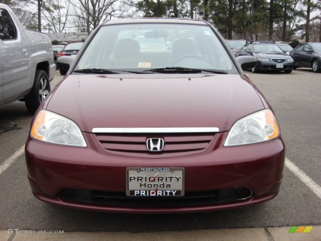 2003 Civic LX Sedan - Radiant Ruby Pearl / Beige photo #7