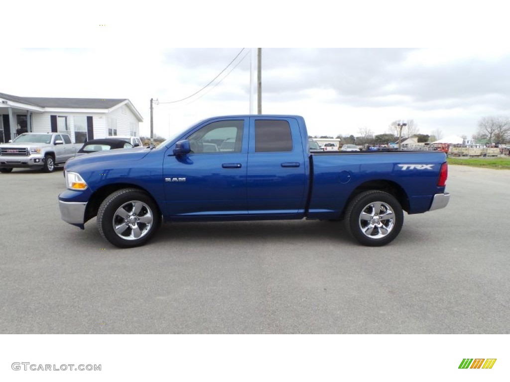 2010 Ram 1500 TRX Quad Cab - Deep Water Blue Pearl / Light Pebble Beige/Bark Brown photo #3