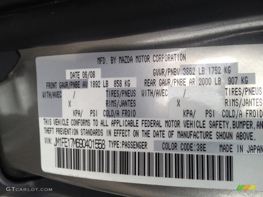 2009 Mazda RX-8 Sport Color Code Photos