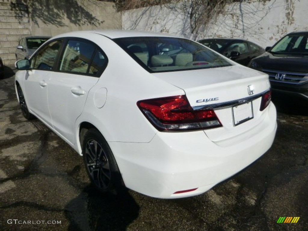 2014 Civic EX Sedan - Taffeta White / Beige photo #3