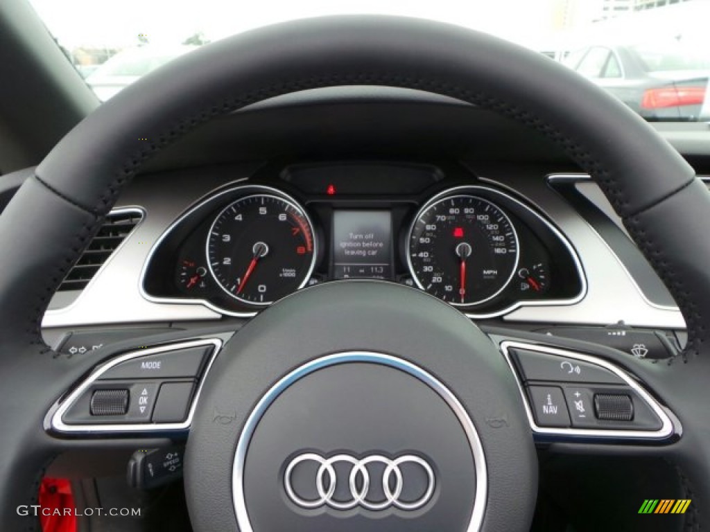 2014 Audi A5 2.0T Cabriolet Black Steering Wheel Photo #91375174