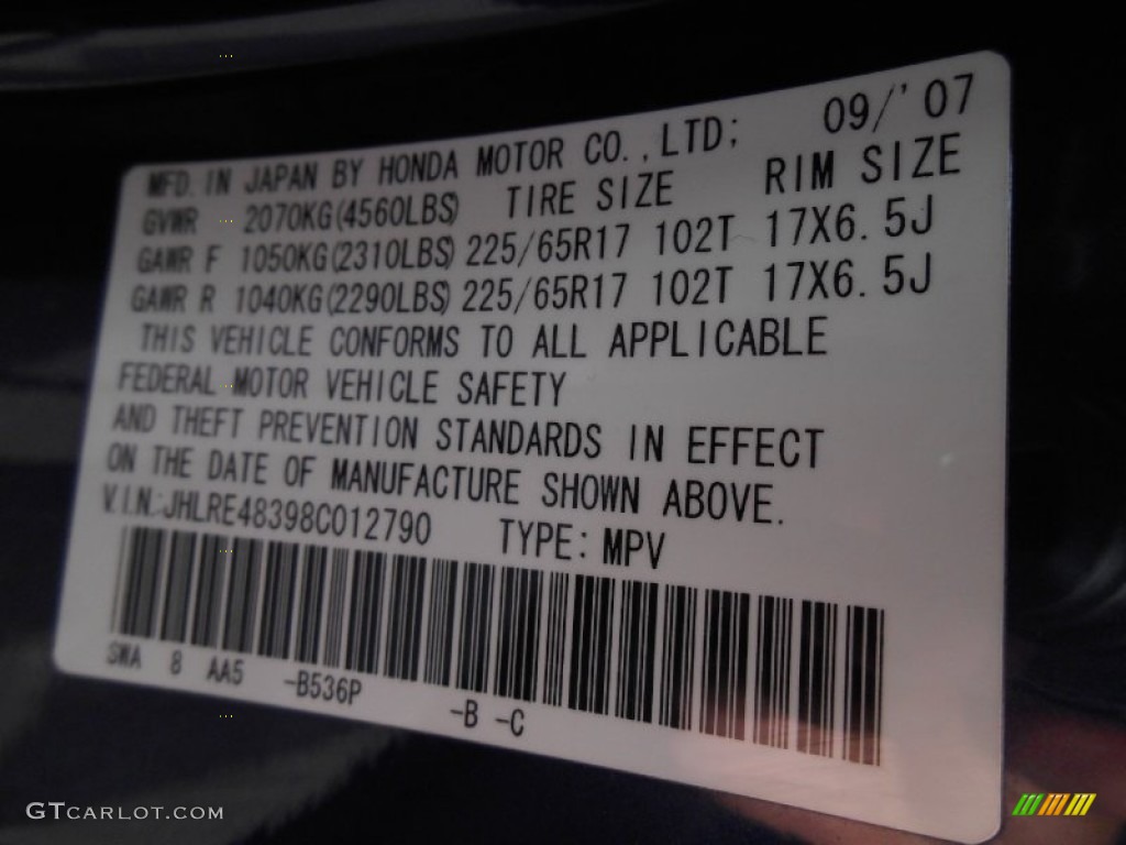 2008 CR-V LX 4WD - Royal Blue Pearl / Black photo #23