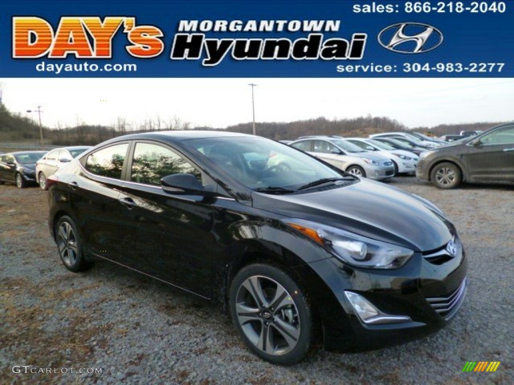 2014 Elantra Sport Sedan - Black Noir Pearl / Black photo #1