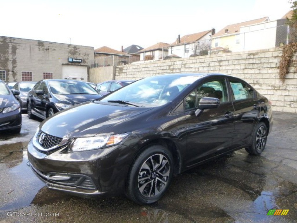 2014 Civic EX Sedan - Kona Coffee Metallic / Black photo #1