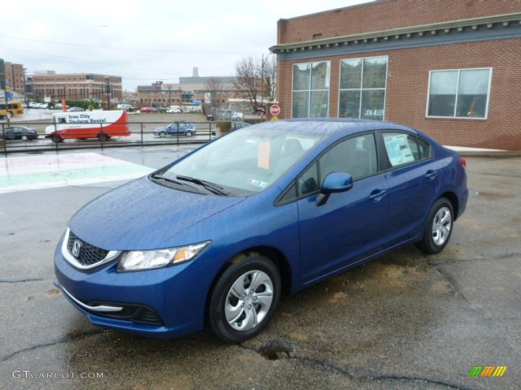 2014 Civic LX Sedan - Dyno Blue Pearl / Gray photo #1