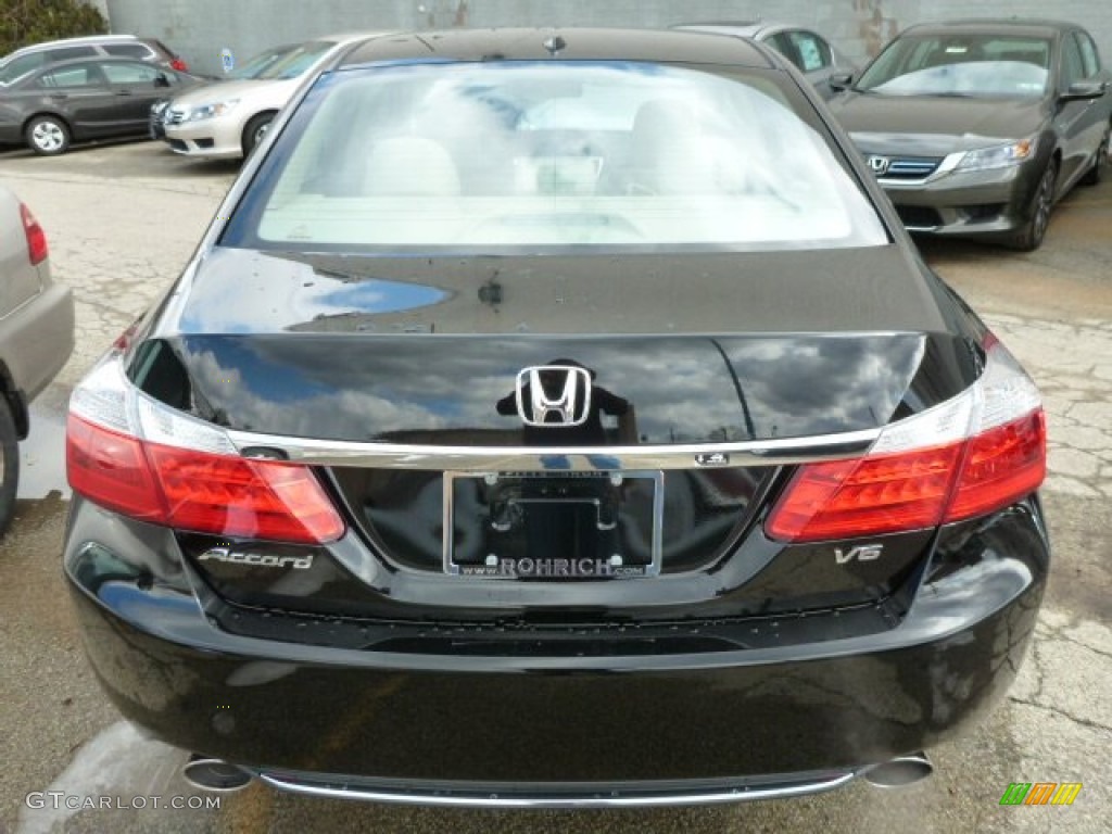 2014 Accord EX-L V6 Sedan - Crystal Black Pearl / Ivory photo #3