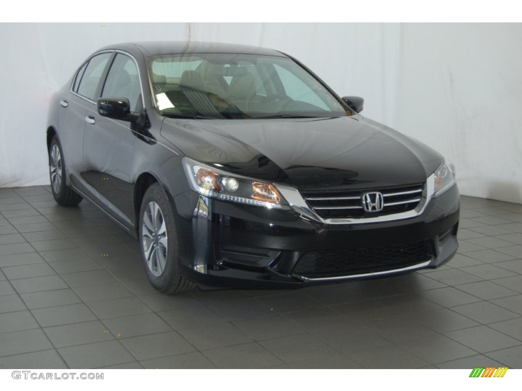 2014 Accord LX Sedan - Crystal Black Pearl / Ivory photo #1