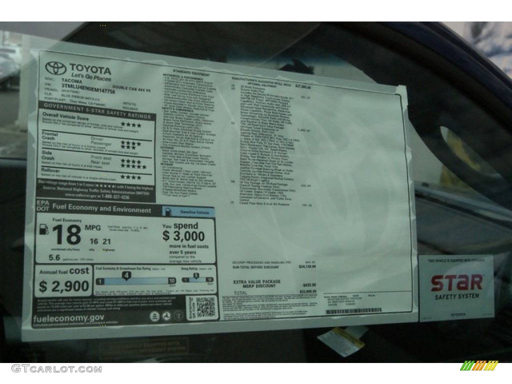2014 Tacoma V6 TRD Double Cab 4x4 - Blue Ribbon Metallic / Graphite photo #10