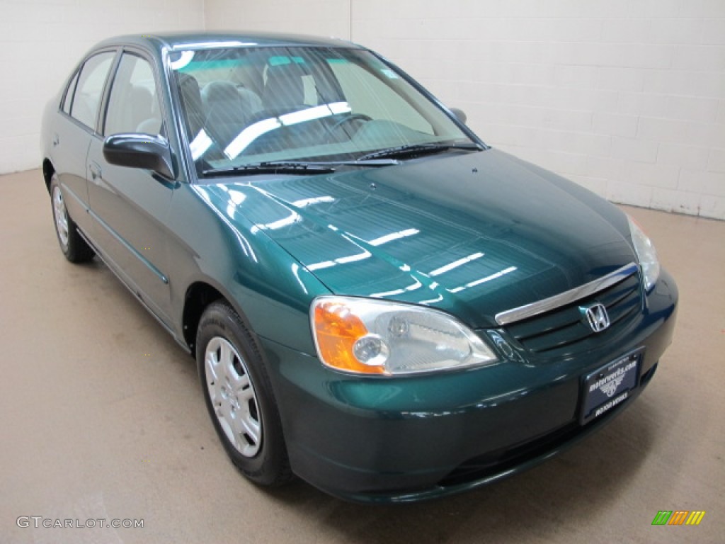 2002 Civic LX Sedan - Clover Green Metallic / Beige photo #1