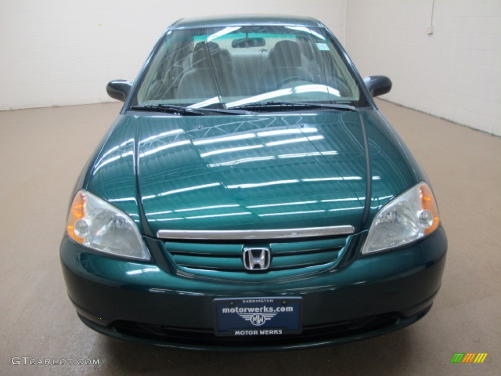 2002 Civic LX Sedan - Clover Green Metallic / Beige photo #2