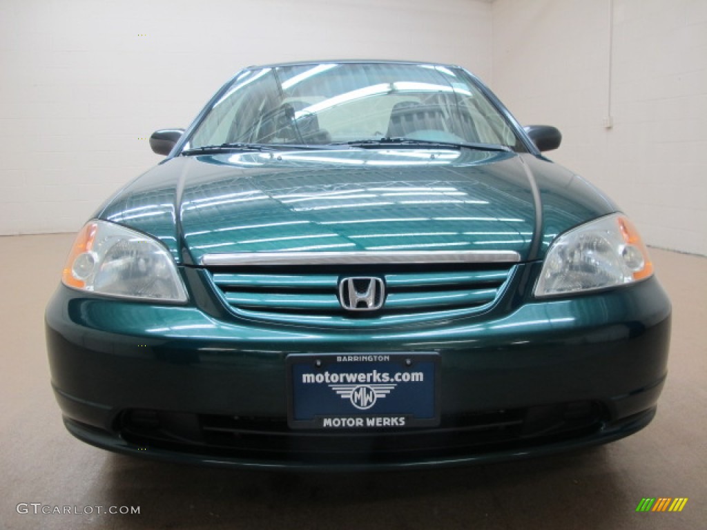 2002 Civic LX Sedan - Clover Green Metallic / Beige photo #3