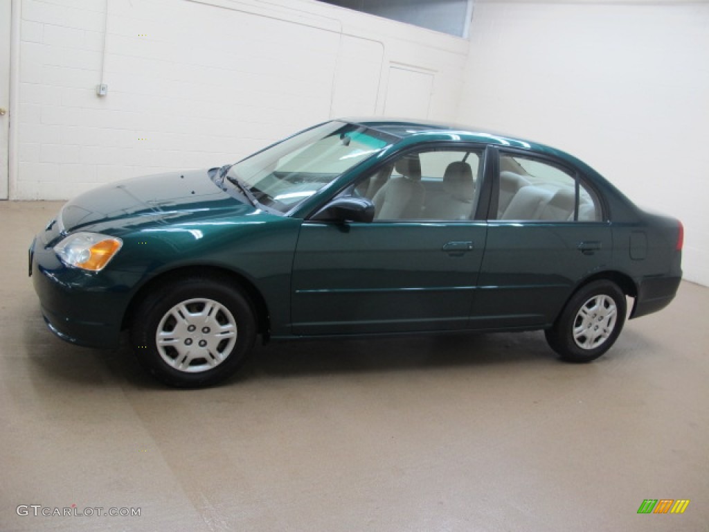 2002 Civic LX Sedan - Clover Green Metallic / Beige photo #5