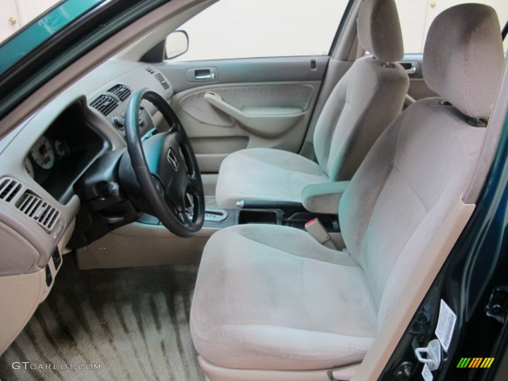 2002 Civic LX Sedan - Clover Green Metallic / Beige photo #17