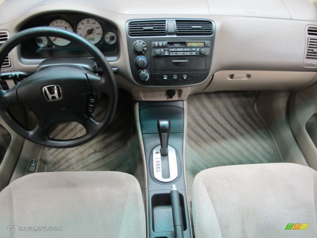 2002 Civic LX Sedan - Clover Green Metallic / Beige photo #26