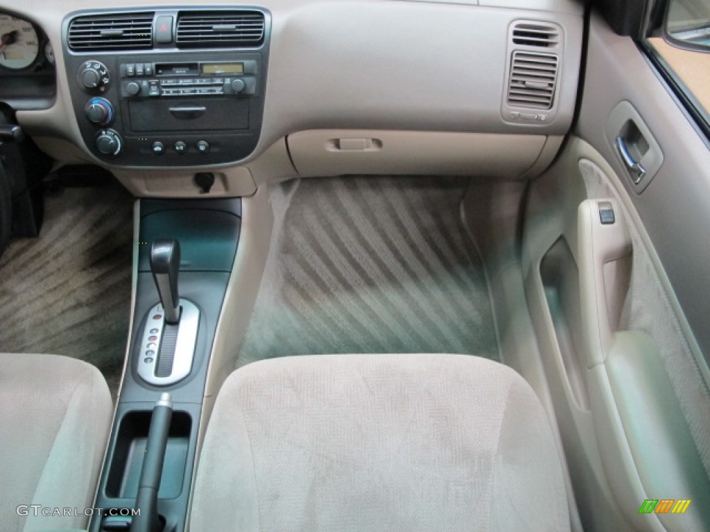 2002 Civic LX Sedan - Clover Green Metallic / Beige photo #27