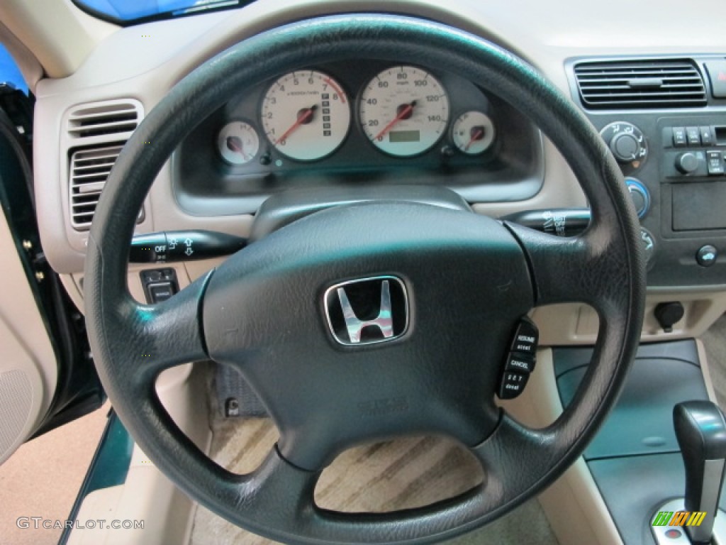 2002 Civic LX Sedan - Clover Green Metallic / Beige photo #32