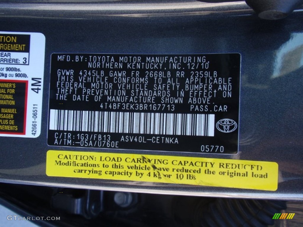 2011 Camry LE - Magnetic Gray Metallic / Bisque photo #44