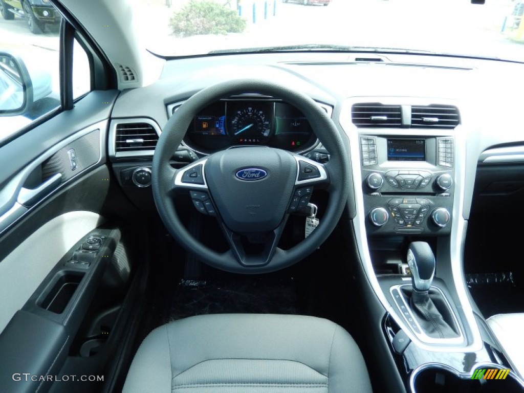 2014 Ford Fusion Hybrid S Earth Gray Dashboard Photo #91396756