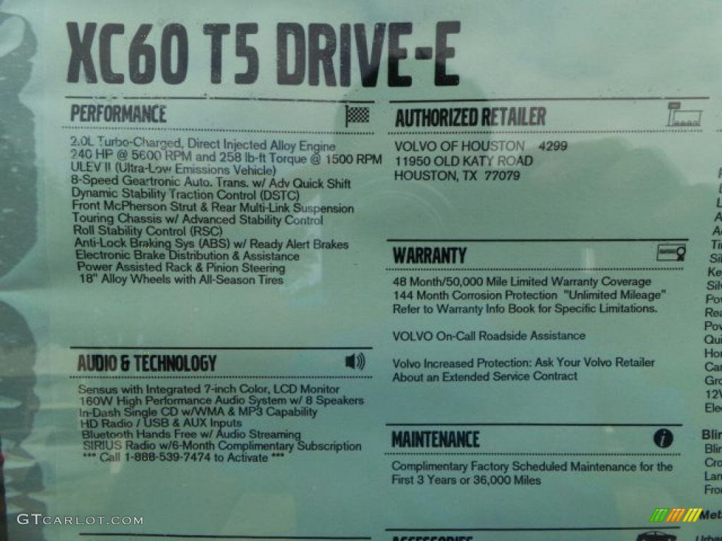 2015 Volvo XC60 T5 Drive-E Window Sticker Photo #91398229